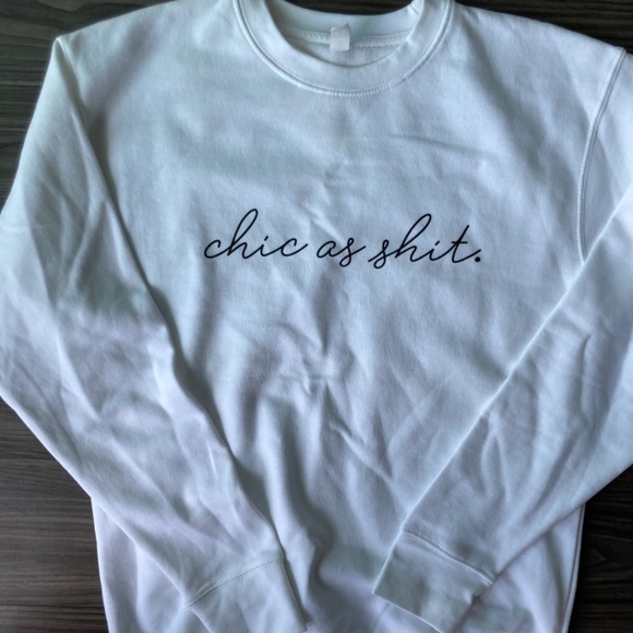 Womens Matching Chic As Sh*t White Crewneck Sweatshirt & Hat Set - Picture 2 of 7